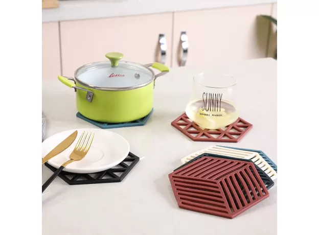 1PC SILICONE TABLEWARE INSULATION MAT COASTER CUP HEXAGON MATS PAD HEAT-INSULATED BOWL PLACEMAT