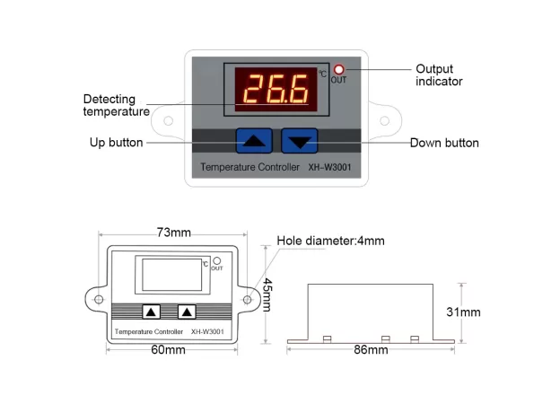 DIGITAL LED TEMPERATURE CONTROLLER FOR INCUBATOR  COOLING HEATING SWITCH THERMOSTAT NTC SENSOR