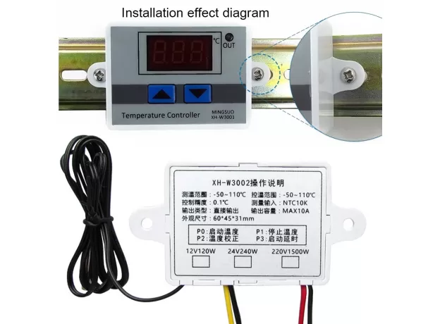 DIGITAL LED TEMPERATURE CONTROLLER FOR INCUBATOR  COOLING HEATING SWITCH THERMOSTAT NTC SENSOR