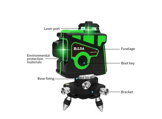 LASER LEVEL 12 LINES 3D SELF-LEVELING 360 HORIZONTAL AND VERTICAL CROSS SUPER POWERFUL GREEN LASER BEAM LINE