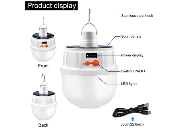 SOLAR POWER BULB LIGHT 24/42 LED SOLAR LIGHT USB CHARGING BULB LAMP WATERPROOF LIGHTING
