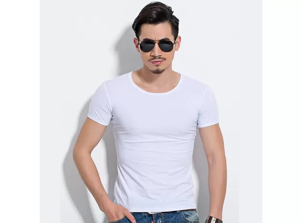 LYCRA MEN'S T SHIRT SHORT SLEEVE T-SHIRT O-NECK SLIM SOLID COLOR HALF SLEEVED TEE SHIRT
