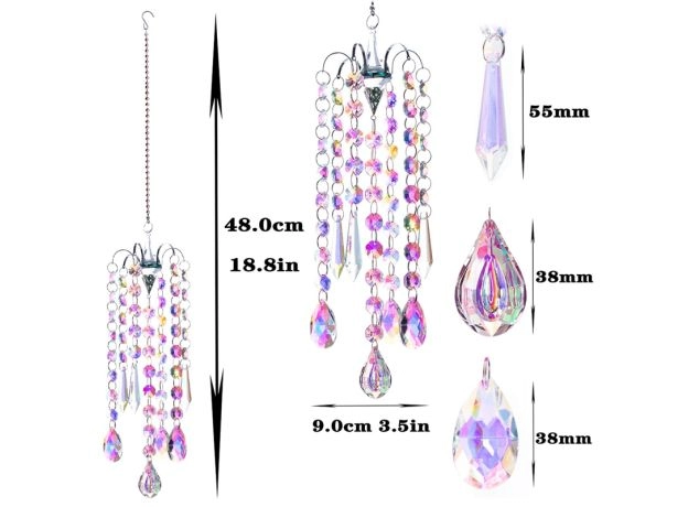 CRYSTAL PRISMS HANGING SUNCATCHER RAINBOW CHASER WINDOW CURTAINS PENDANT HOME DECOR GIFTS