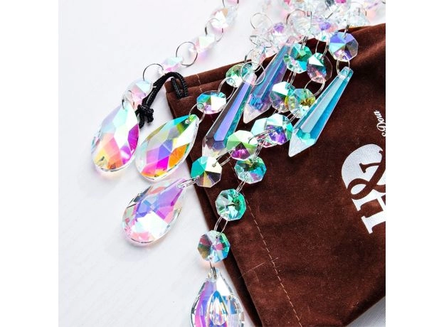 CRYSTAL PRISMS HANGING SUNCATCHER RAINBOW CHASER WINDOW CURTAINS PENDANT HOME DECOR GIFTS