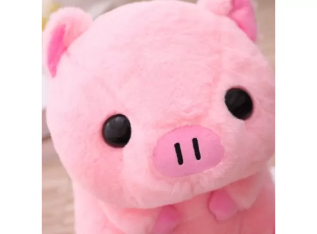 PINK SITTING PIG BIG HEAD PIGGY STUFFED DOLL HUGGABLE ANIMAL PLUSH TOY