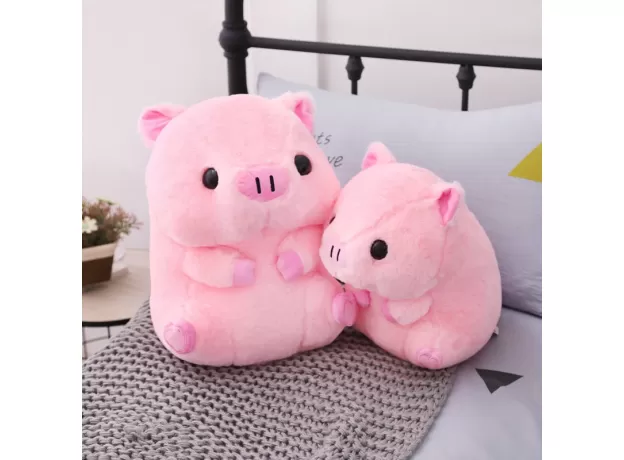PINK SITTING PIG BIG HEAD PIGGY STUFFED DOLL HUGGABLE ANIMAL PLUSH TOY