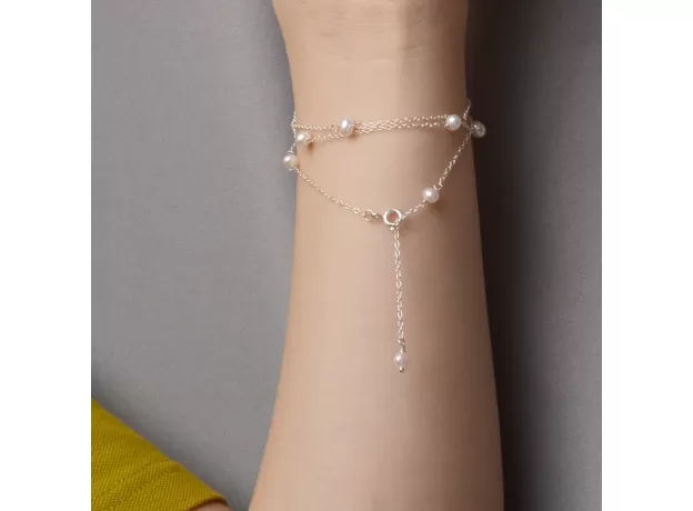 STERLING SILVER CHAIN NECKLACE FOR WOMEN 4-5MM MINI NATURAL FRESHWATER PEARLS