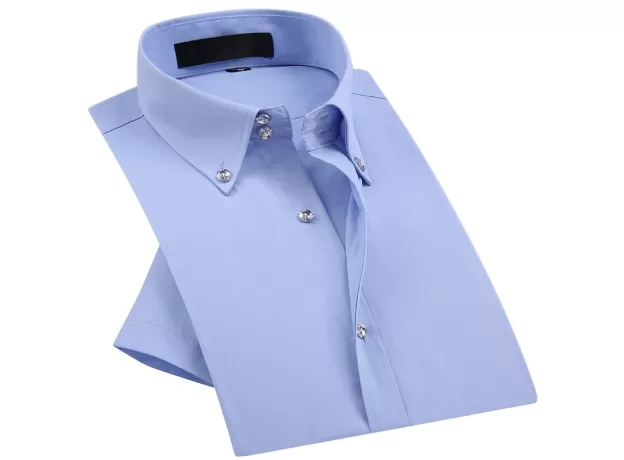 SUMMER SMART CASUAL DIAMOND BUTTONS MENS DRESS SHIRT WHITE SHORT SLEEVE