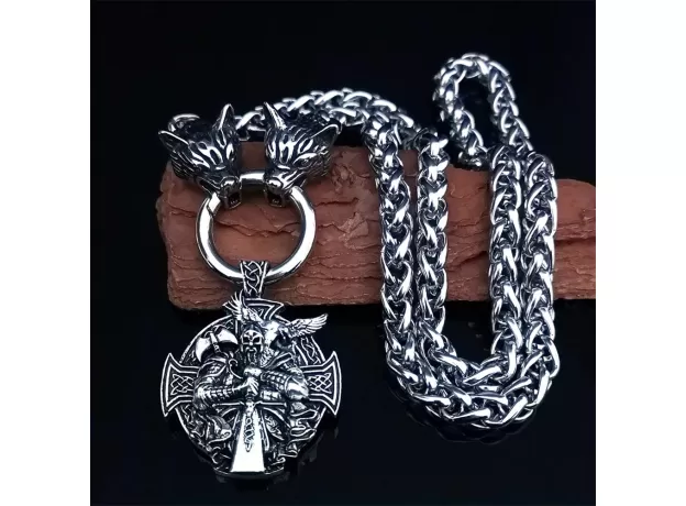 PENDANT NECKLACE STAINLESS STEEL WOLF HEAD CHAIN DOMINEERING MEN NECKLACE JEWELRY