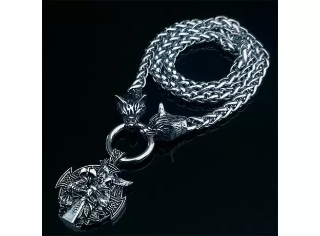 PENDANT NECKLACE STAINLESS STEEL WOLF HEAD CHAIN DOMINEERING MEN NECKLACE JEWELRY