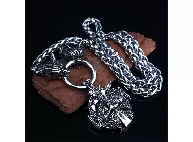 PENDANT NECKLACE STAINLESS STEEL WOLF HEAD CHAIN DOMINEERING MEN NECKLACE JEWELRY