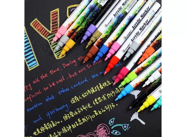 0.5MM ACRYLIC DRAWING GRAFFITI MARKER PEN 18 COLORS SIGNING PEN  CERAMIC BLACK CARD PEN