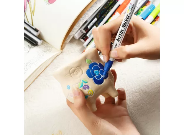 0.5MM ACRYLIC DRAWING GRAFFITI MARKER PEN 18 COLORS SIGNING PEN  CERAMIC BLACK CARD PEN