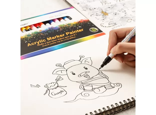 0.5MM ACRYLIC DRAWING GRAFFITI MARKER PEN 18 COLORS SIGNING PEN  CERAMIC BLACK CARD PEN