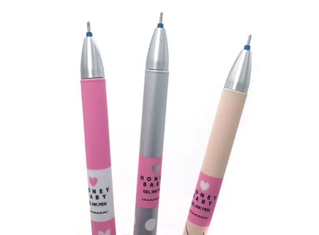 3 PCS/SET HEART DOTS ERASABLE PEN BLUE / BLACK INK CUTE BALLPOINT PEN