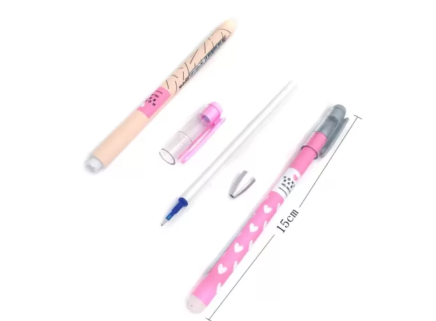 3 PCS/SET HEART DOTS ERASABLE PEN BLUE / BLACK INK CUTE BALLPOINT PEN