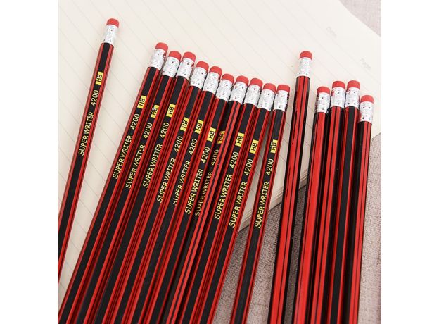 5 pcs Classic Simplicity Pencil With Rubber Attached HB Writing Learn Drawing Pencil