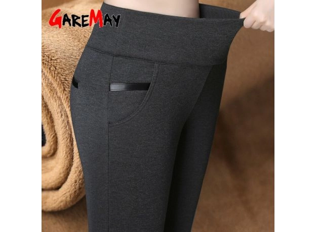 GareMay Women Winter Warm pants Velvet Thick Trousers