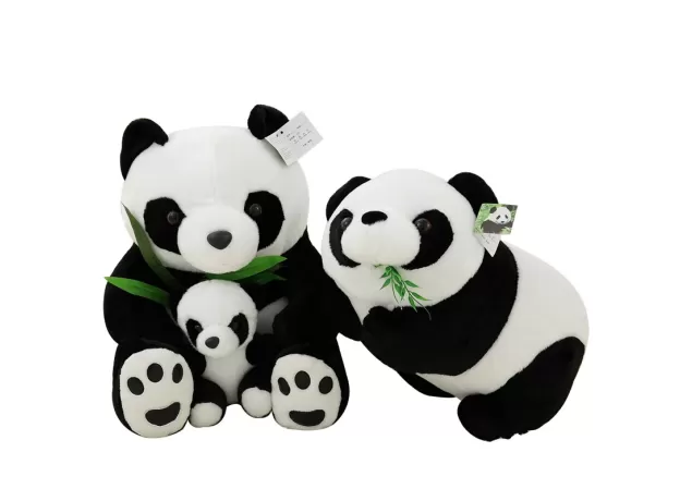 25CM GOOD QUALITY SITTING MOTHER AND BABY PANDA PLUSH TOYS STUFFED PANDA DOLLS