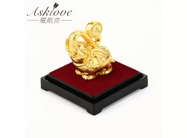 ELEPHANT FENG SHUI DECOR 24K GOLD FOIL ELEPHANT STATUE FIGURINE OFFICE ORNAMENT CRAFTS