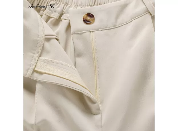 VINTAGE ZIPPER KHAKI TROUSERS WOMEN HIGH WAIST OFFICE PANTS LADIES BROWN TROUSERS WORK WEAR