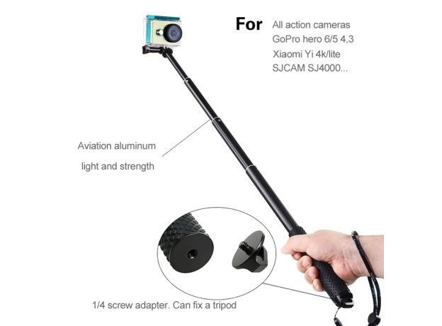 ACTION CAMERA 43" DIVING EXTENDABLE ALUMINIUM GO PRO SELFIE STICK MONOPOD FOR GOPRO HERO 8 7 6/5 SJCAM