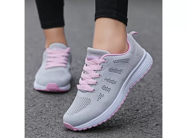 WOMEN CASUAL SHOES FASHION BREATHABLE WALKING MESH FLAT SHOES