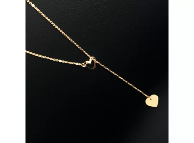 2PC FASHION JEWELRY GOLD COLOR LOVE HEART LONG PENDANT NECKLACE ADJUSTABLE CHAIN NECKLACE FOR WOMEN