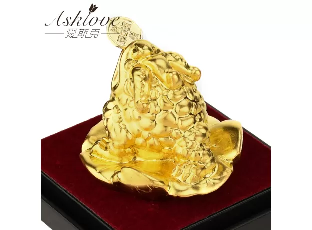 24K GOLD FOIL FROG FENG SHUI TOAD CHINESE GOLDEN FROG MONEY LUCKY FORTUNE WEALTH