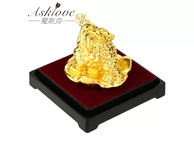 24K GOLD FOIL FROG FENG SHUI TOAD CHINESE GOLDEN FROG MONEY LUCKY FORTUNE WEALTH