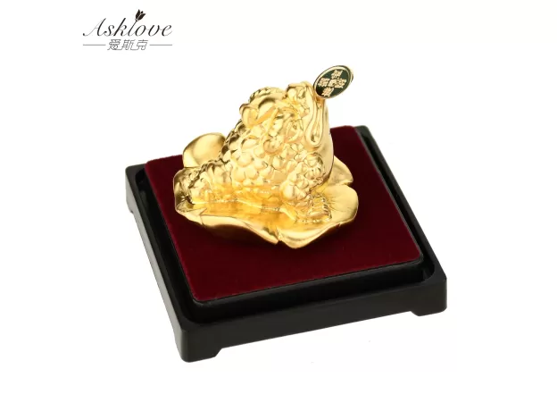 24K GOLD FOIL FROG FENG SHUI TOAD CHINESE GOLDEN FROG MONEY LUCKY FORTUNE WEALTH