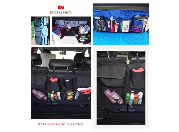 CAR REAR SEAT BACK STORAGE BAG MULTI HANGING NETS POCKET TRUNK BAG ORGANIZER
