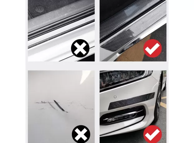 CAR STICKERS BUMPER STICKER PROTECTOR CAR DOOR SILL STICKERS CARBON FIBER RUBBER BODY TAPE