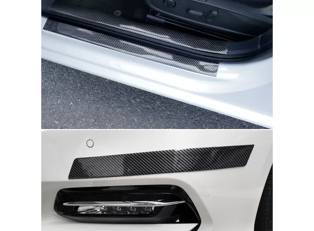 CAR STICKERS BUMPER STICKER PROTECTOR CAR DOOR SILL STICKERS CARBON FIBER RUBBER BODY TAPE