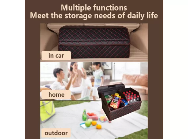 CAR STORAGE BAG PU LEATHER TRUNK ORGANIZER BOX STORAGE BAG