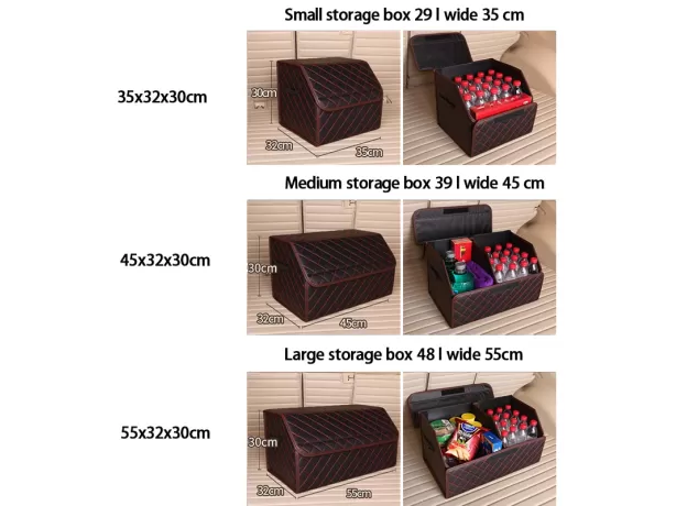 CAR STORAGE BAG PU LEATHER TRUNK ORGANIZER BOX STORAGE BAG