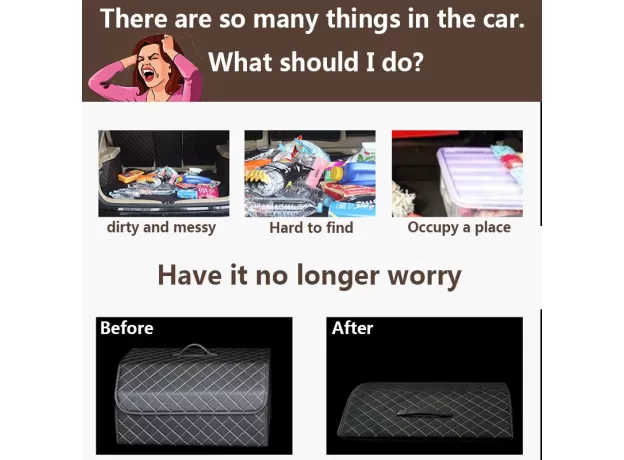 CAR STORAGE BAG PU LEATHER TRUNK ORGANIZER BOX STORAGE BAG