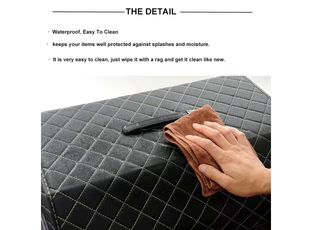FASHION LATTICE CAR STORAGE BAG PU LEATHER TRUNK ORGANIZER BOX STORAGE BAG
