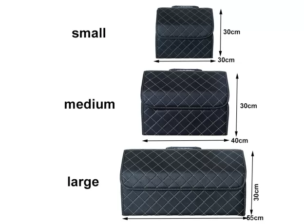 FASHION LATTICE CAR STORAGE BAG PU LEATHER TRUNK ORGANIZER BOX STORAGE BAG