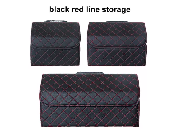 FASHION LATTICE CAR STORAGE BAG PU LEATHER TRUNK ORGANIZER BOX STORAGE BAG