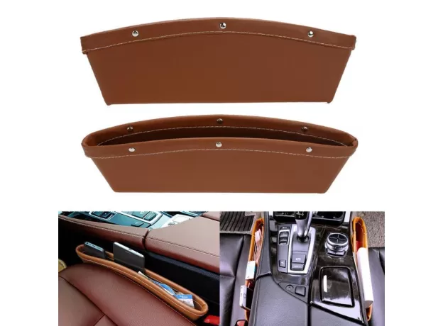 1PCS CAR SLIT BOX ORGANIZER PU LEATHER CATCH CATCHER CADDY CAR SEAT GAP POCKET STORAGE