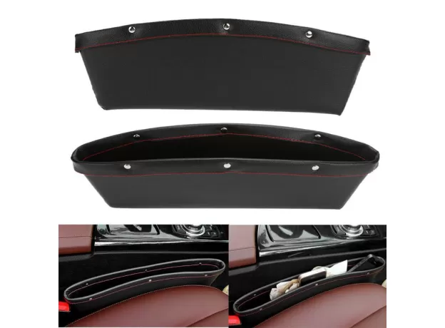 1PCS CAR SLIT BOX ORGANIZER PU LEATHER CATCH CATCHER CADDY CAR SEAT GAP POCKET STORAGE
