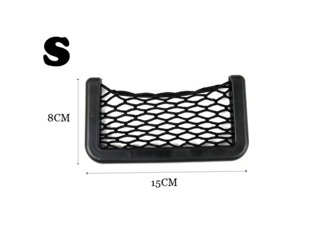 UNIVERSAL CAR SEAT SIDE BACK STORAGE NET BAG PHONE HOLDER POCKET ORGANIZER BLACK