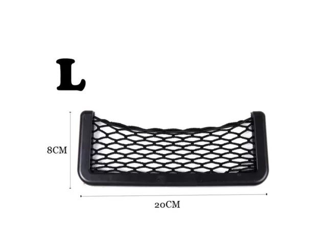 UNIVERSAL CAR SEAT SIDE BACK STORAGE NET BAG PHONE HOLDER POCKET ORGANIZER BLACK