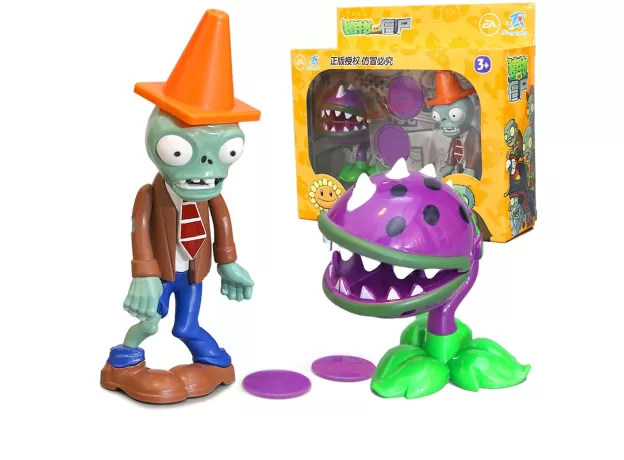 LARGE GENUINE PLANTS VS. ZOMBIE TOYS  COMPLETE SET OF BOYS EJECTION SOFT SILICONE ANIME ACTION FIGURES