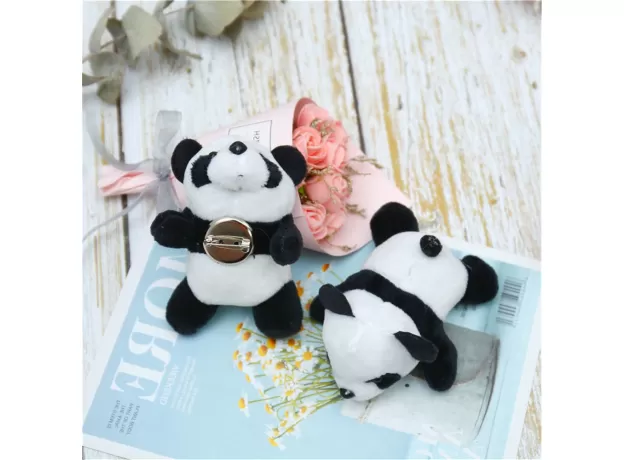 2PCS SUPER CUTE PANDA BEAR BROOCH PANDA PINS ANIMAL BROOCHES SOFT PLUSH TOY ACCESSORIES LOVE PANDA