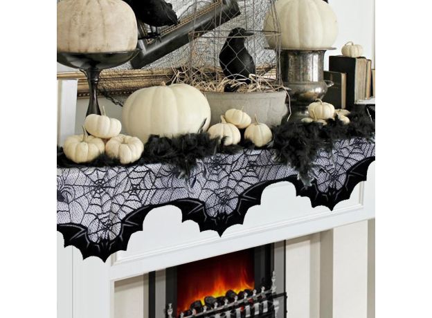 OurWarm Halloween Decoration Horror Props Lace Spiderweb Fireplace ...