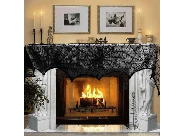 OurWarm Halloween Decoration Horror Props Lace Spiderweb Fireplace ...