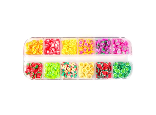 12 COLORS/BOX 3D FRUIT TINY SLICES STICKER MIXED STYLE POLYMER CLAY NAIL ART DECORATION
