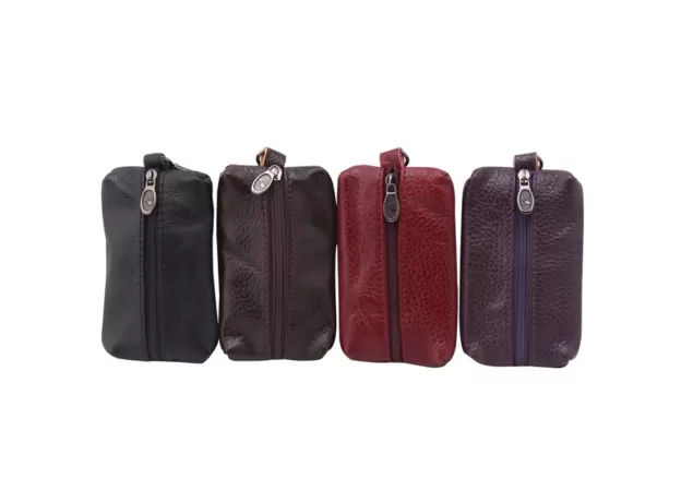 CAR KEY CASE LEATHER MEN WOMEN WALLETS KEY HOLDER HOUSEKEEPER COVERS ZIPPER BAG